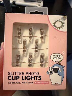 Glitter Photo Clip Lights - White Glow